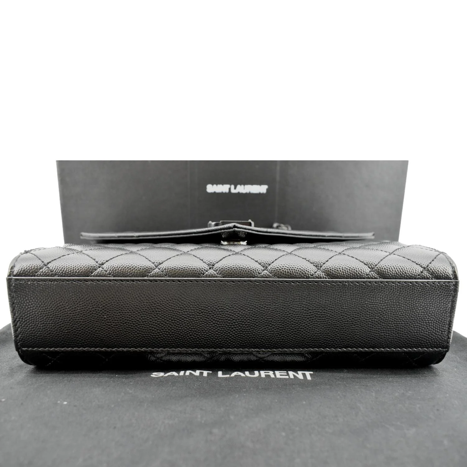 YVES SAINT LAURENT Small Envelope Matelassé Leather Shoulder Bag Black - Image 9