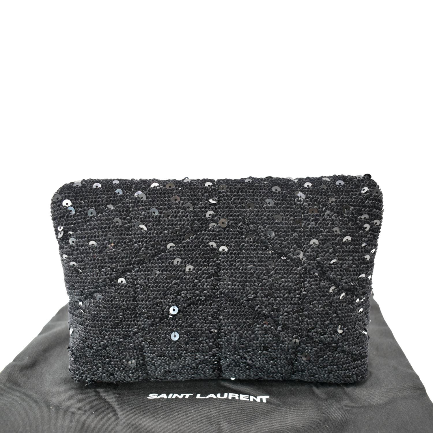 YVES SAINT LAURENT Small Puffer Sequin Clutch Wallet Black - Image 3