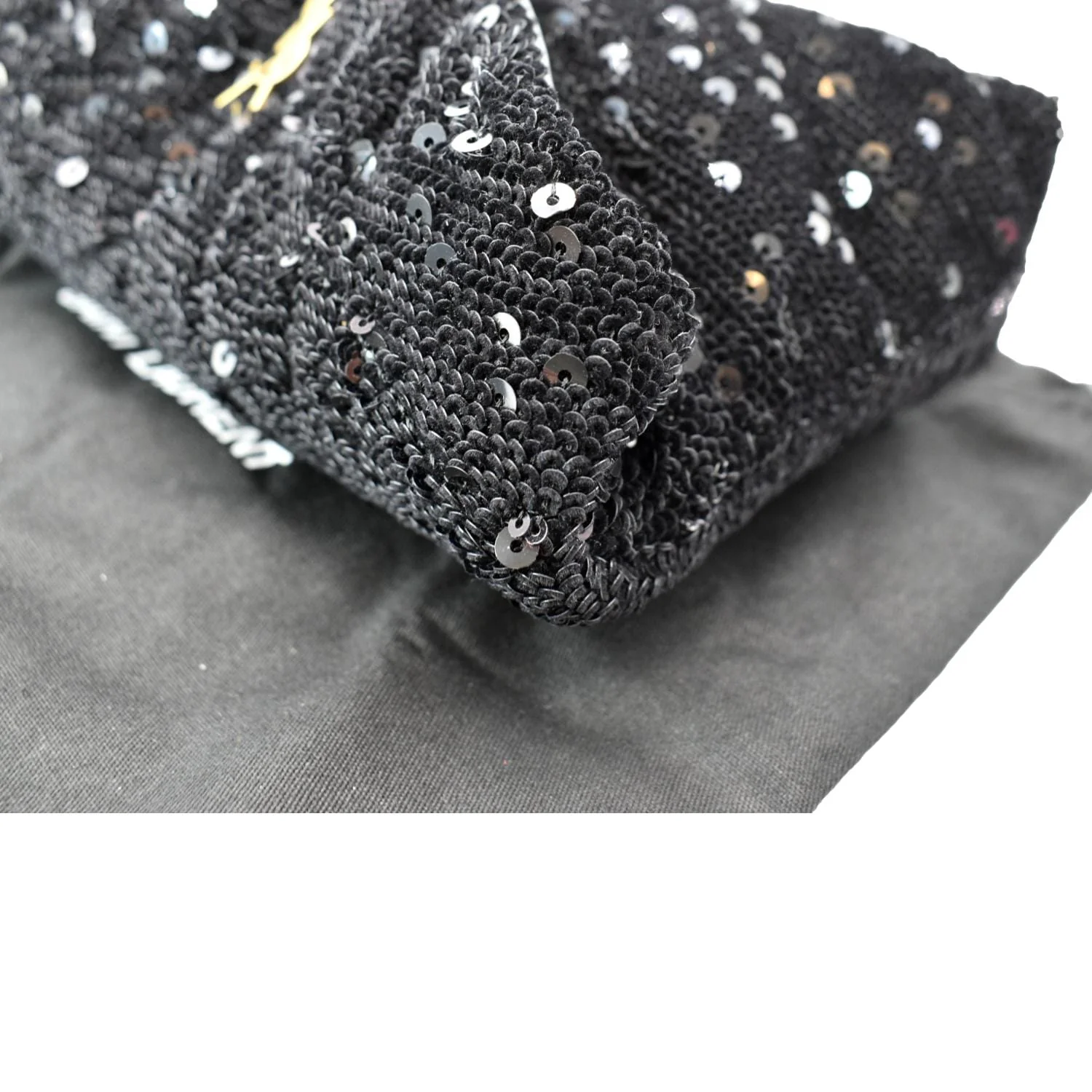 YVES SAINT LAURENT Small Puffer Sequin Clutch Wallet Black - Image 5
