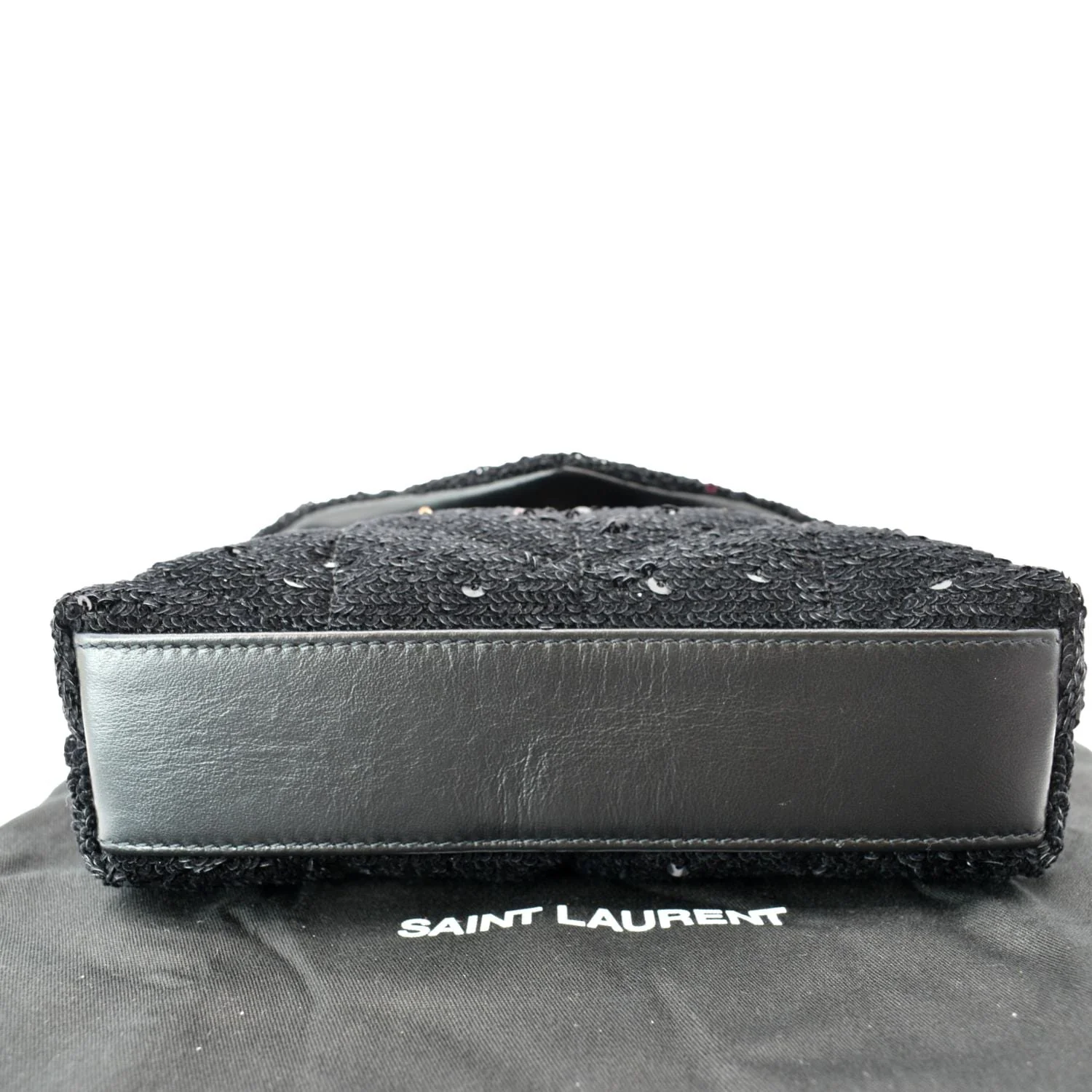 YVES SAINT LAURENT Small Puffer Sequin Clutch Wallet Black - Image 7