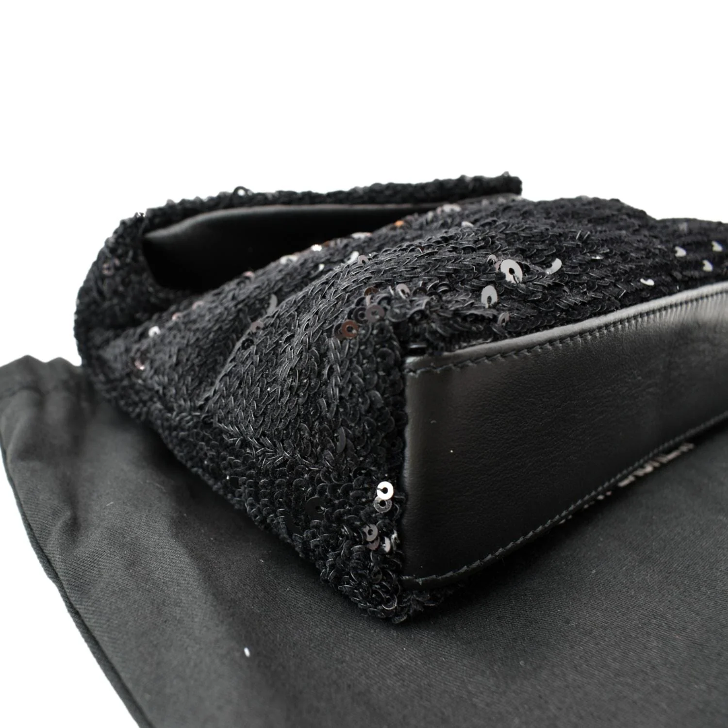 YVES SAINT LAURENT Small Puffer Sequin Clutch Wallet Black - sold - Image 9