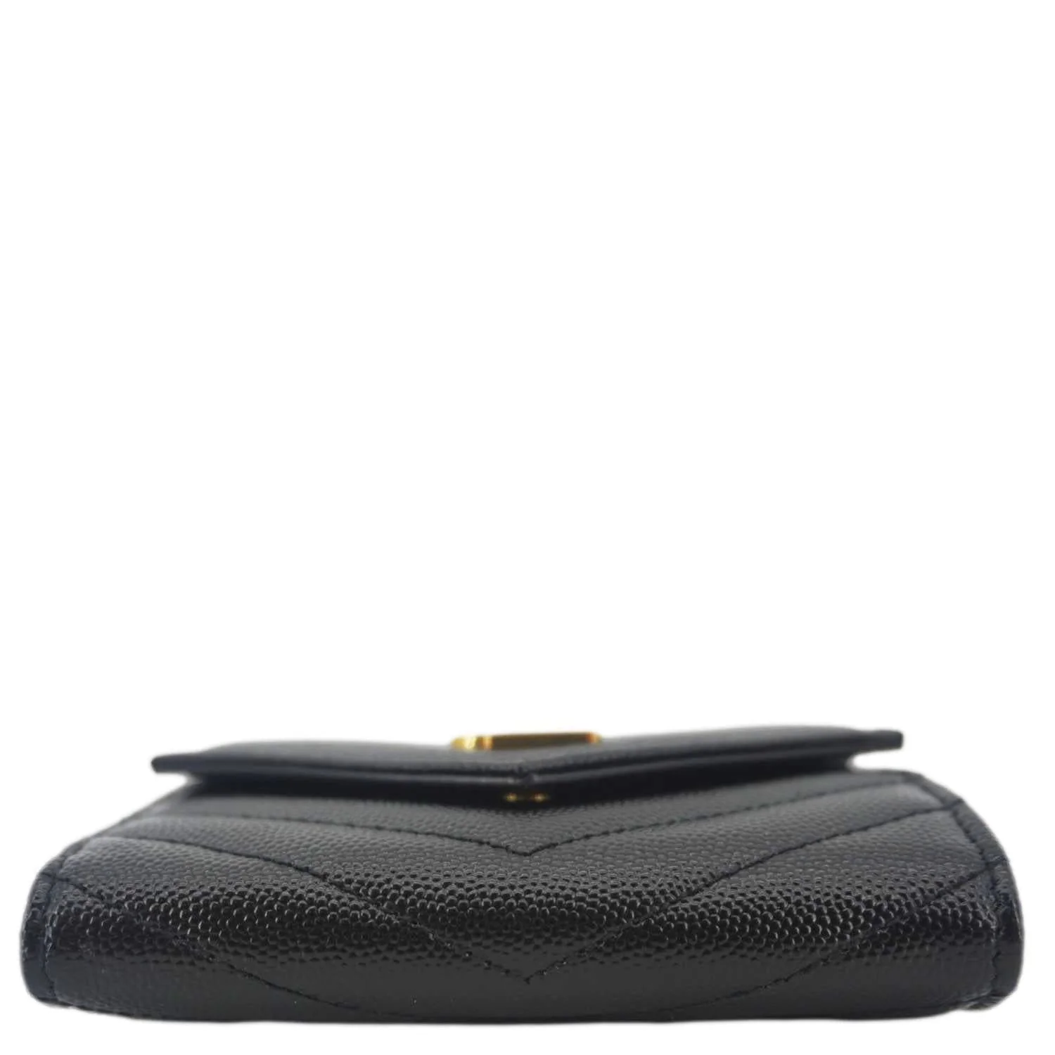 YVES SAINT LAURENT Monogram Envelope Small Grain de Poudre Leather Wallet Black - Image 9