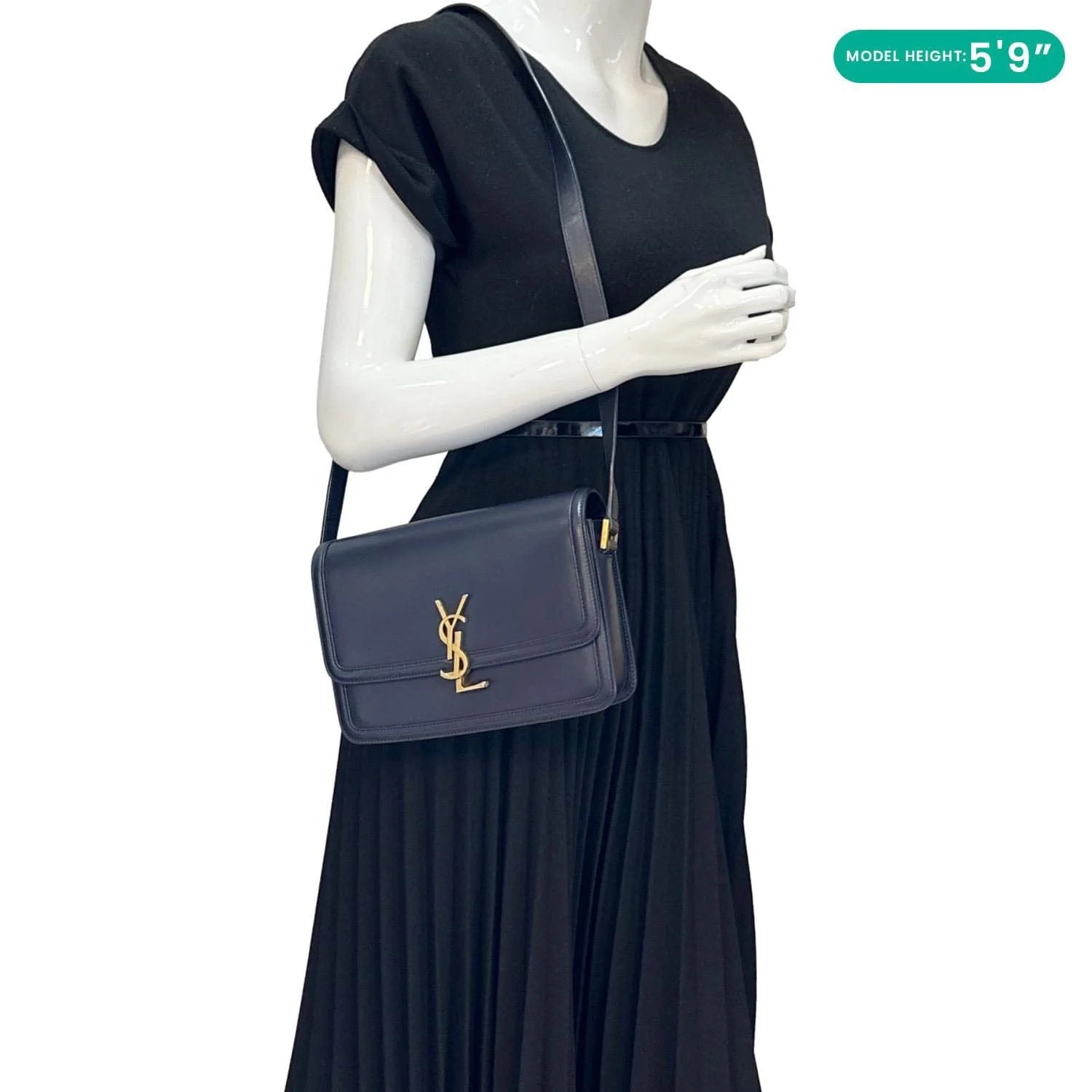 YVES SAINT LAURENT Solferino Medium Leather Shoulder Bag Navy Blue - Image 2