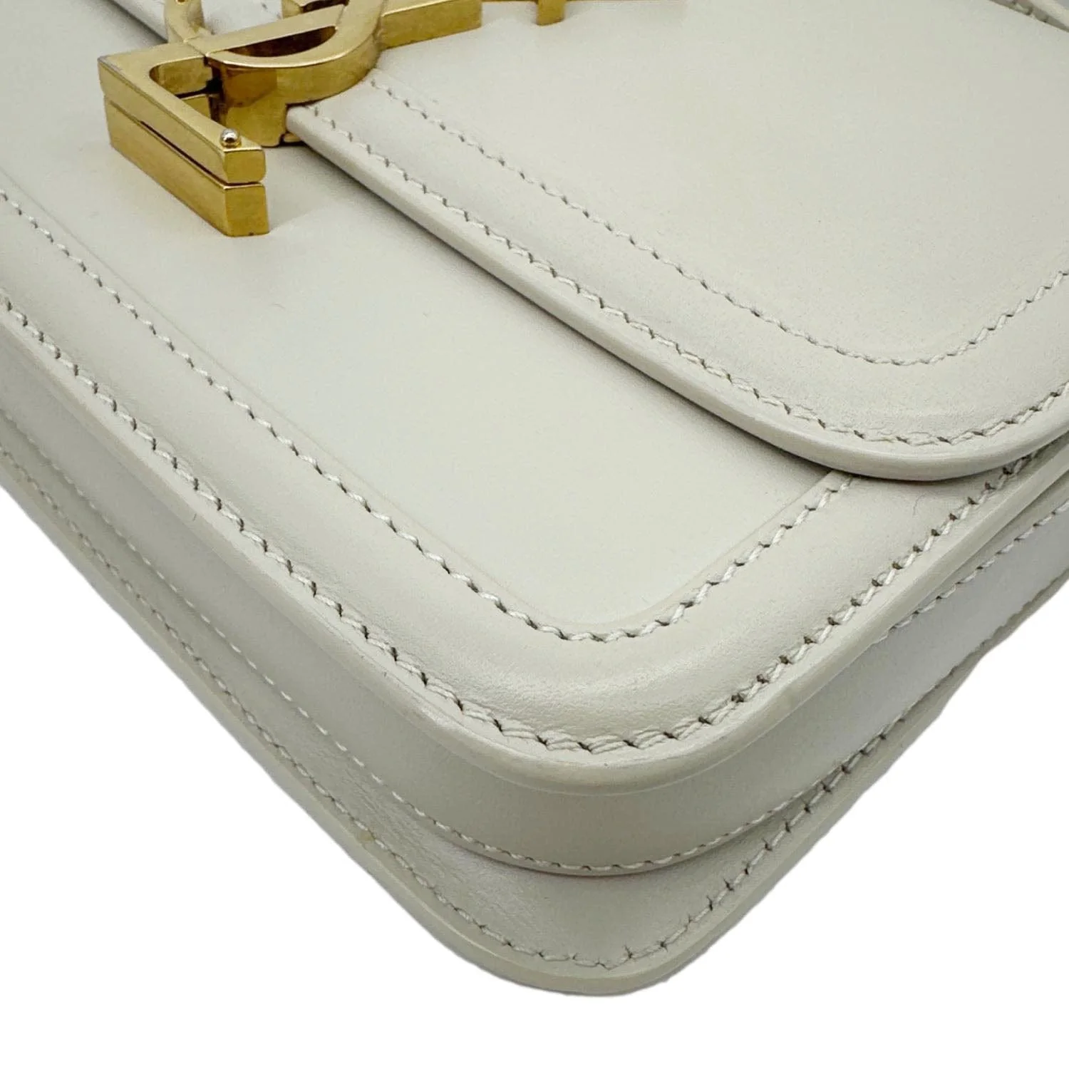 YVES SAINT LAURENT Solferino Small Calfskin Leather Shoulder Bag Beige - Image 6