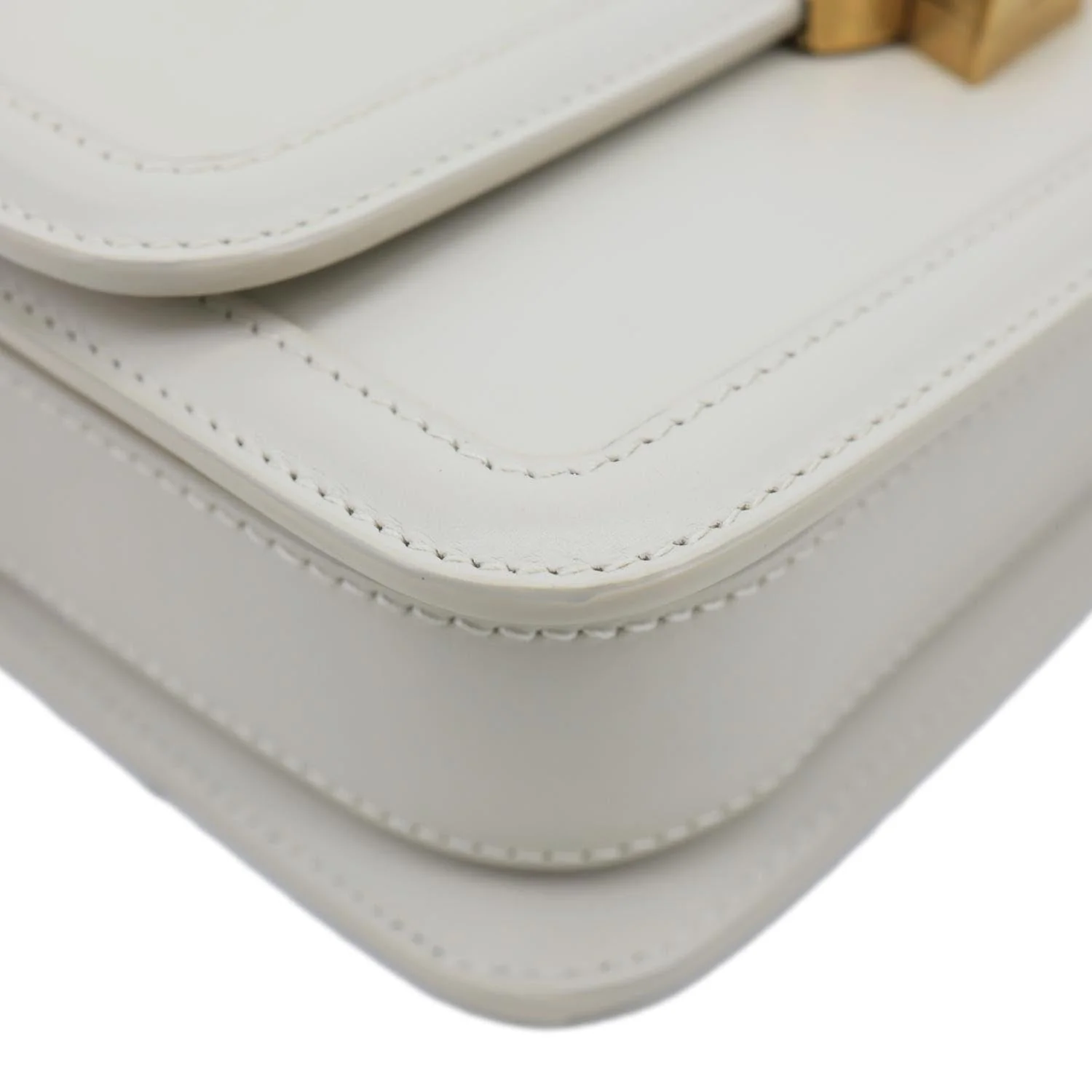 YVES SAINT LAURENT Solferino Small Calfskin Leather Shoulder Bag Off White - Image 9