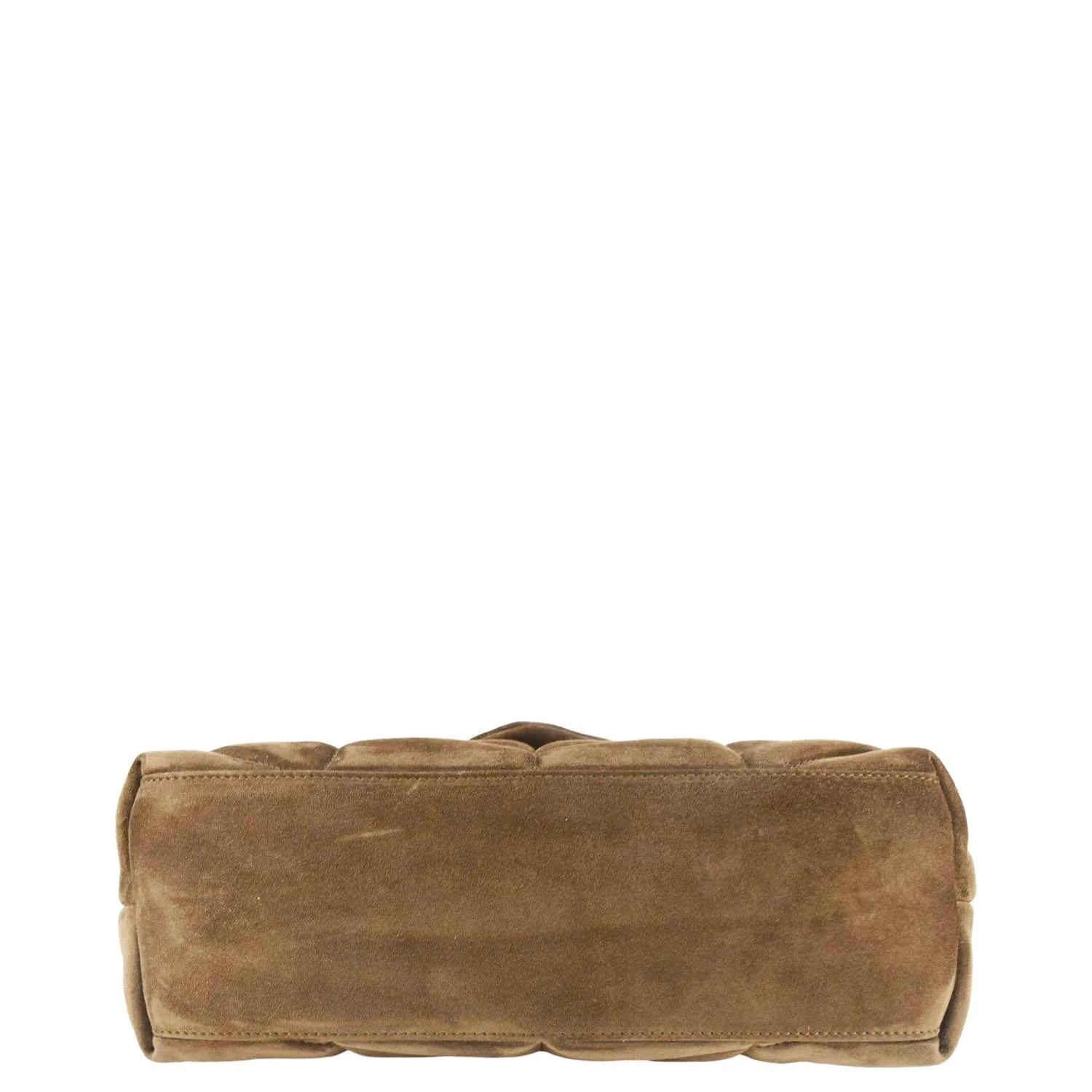 YVES SAINT LAURENT Loulou Puffer Quilted Suede Chain Shoulder Bag Brown - Image 9