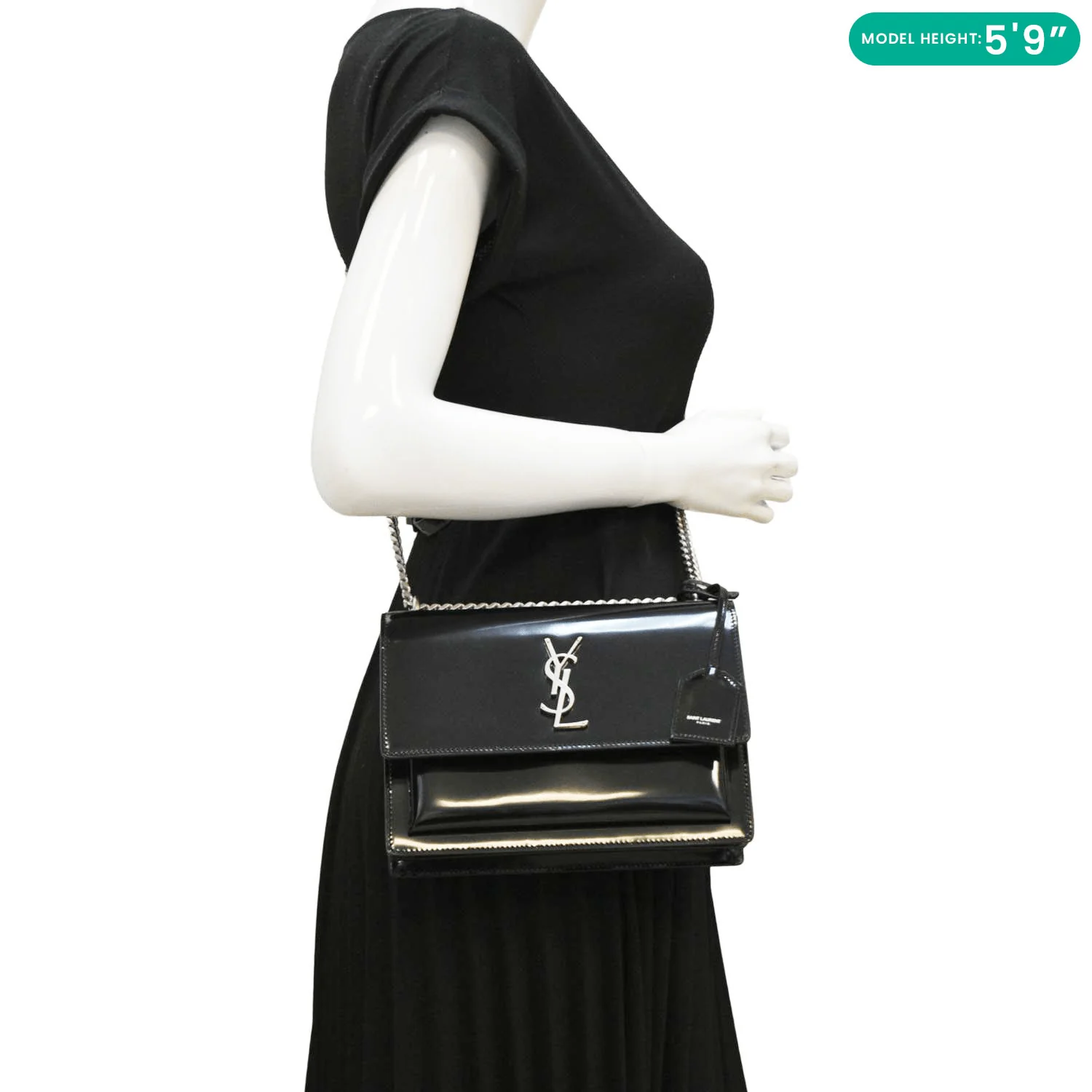 YVES SAINT LAURENT Monogram Sunset Medium Leather Shoulder Bag Black - Image 2