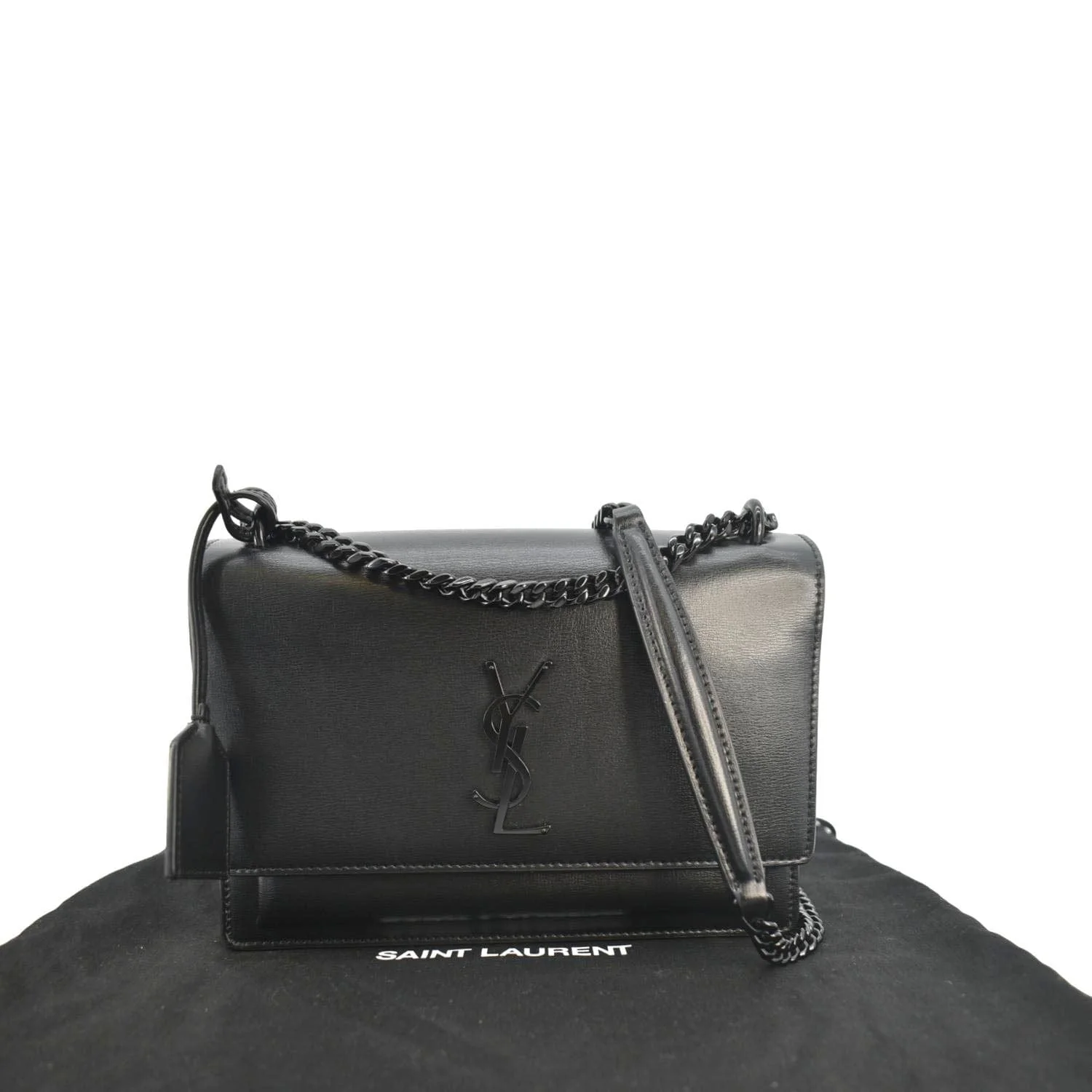 YVES SAINT LAURENT Sunset Medium Leather Shoulder Bag Black - Image 4