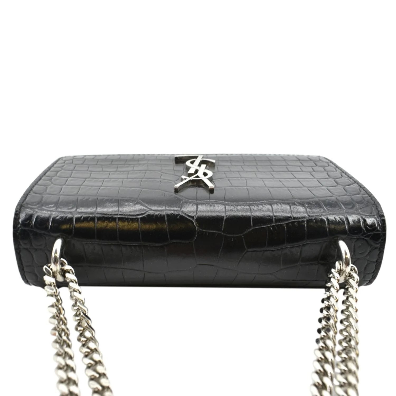 YVES SAINT LAURENT Sunset Crocodile Leather Crossbody Bag Black - Image 4