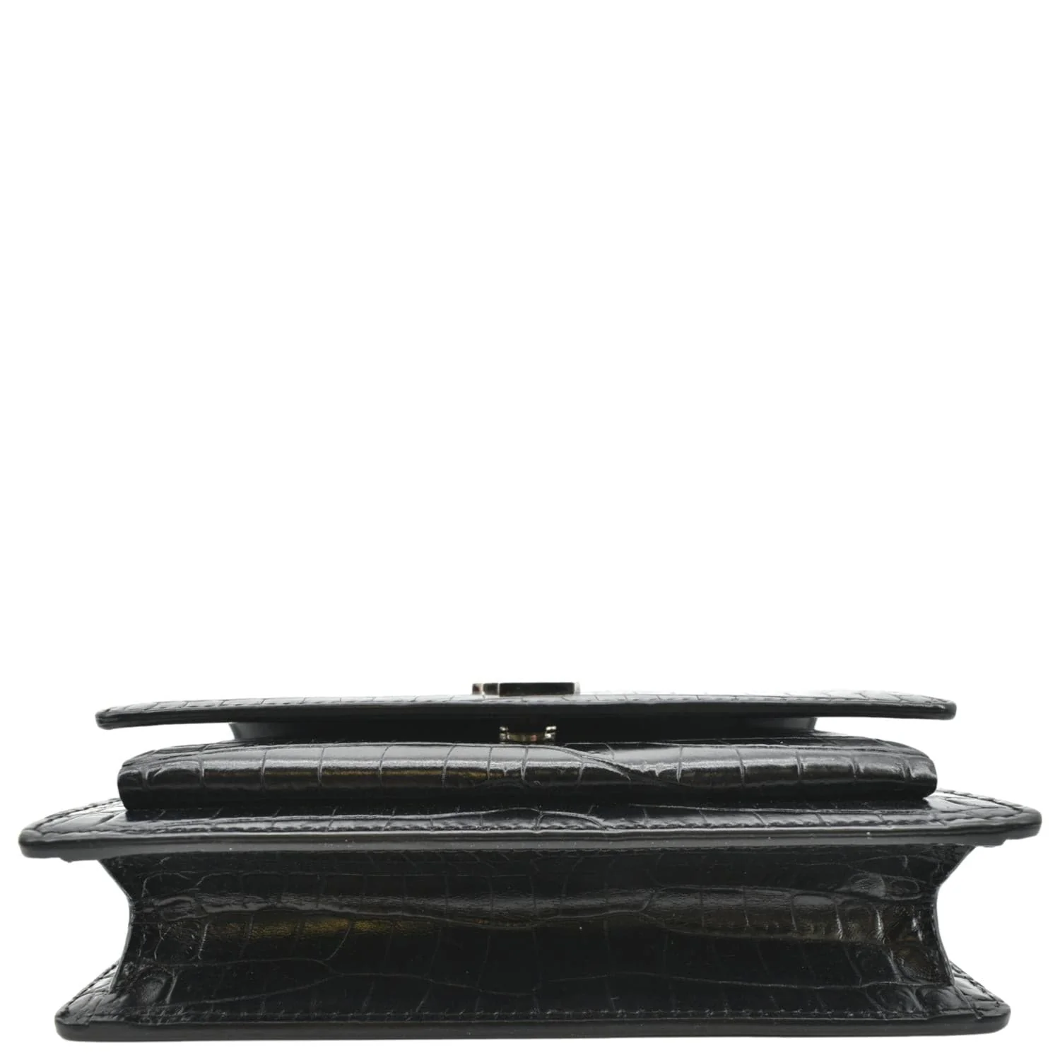 YVES SAINT LAURENT Sunset Crocodile Leather Crossbody Bag Black - Image 9