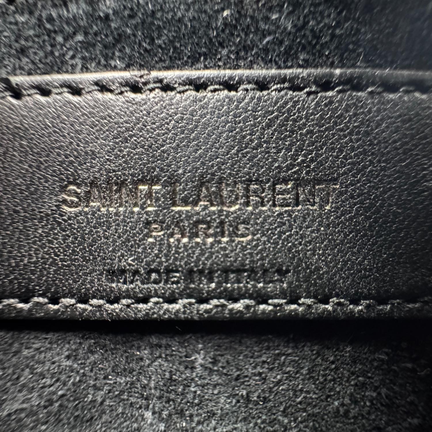 YVES SAINT LAURENT Monogram Sunset Medium Crocodile Embossed Leather Shoulder Bag Black - Image 13