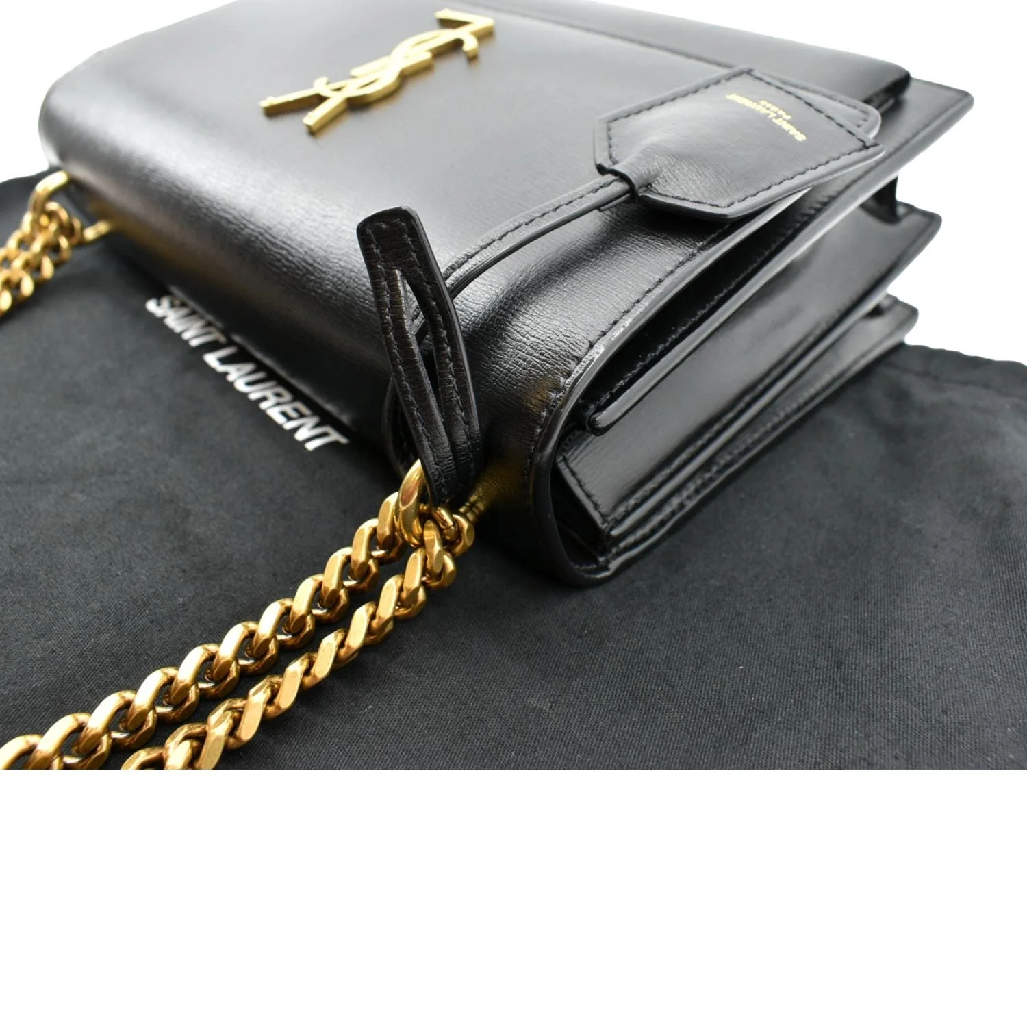 YVES SAINT LAURENT Monogram Sunset Medium Leather Shoulder Bag Black - Image 5