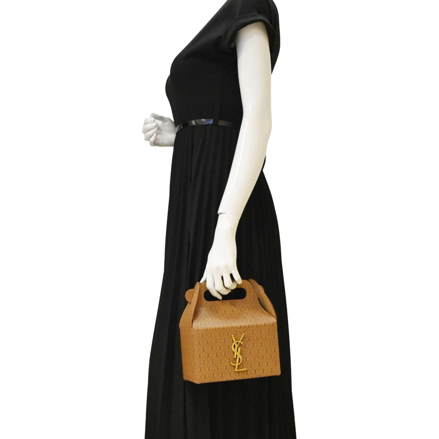 YVES SAINT LAURENT Takeaway Box Vegetable-Tanned Leather Satchel Bag Brown - Image 2
