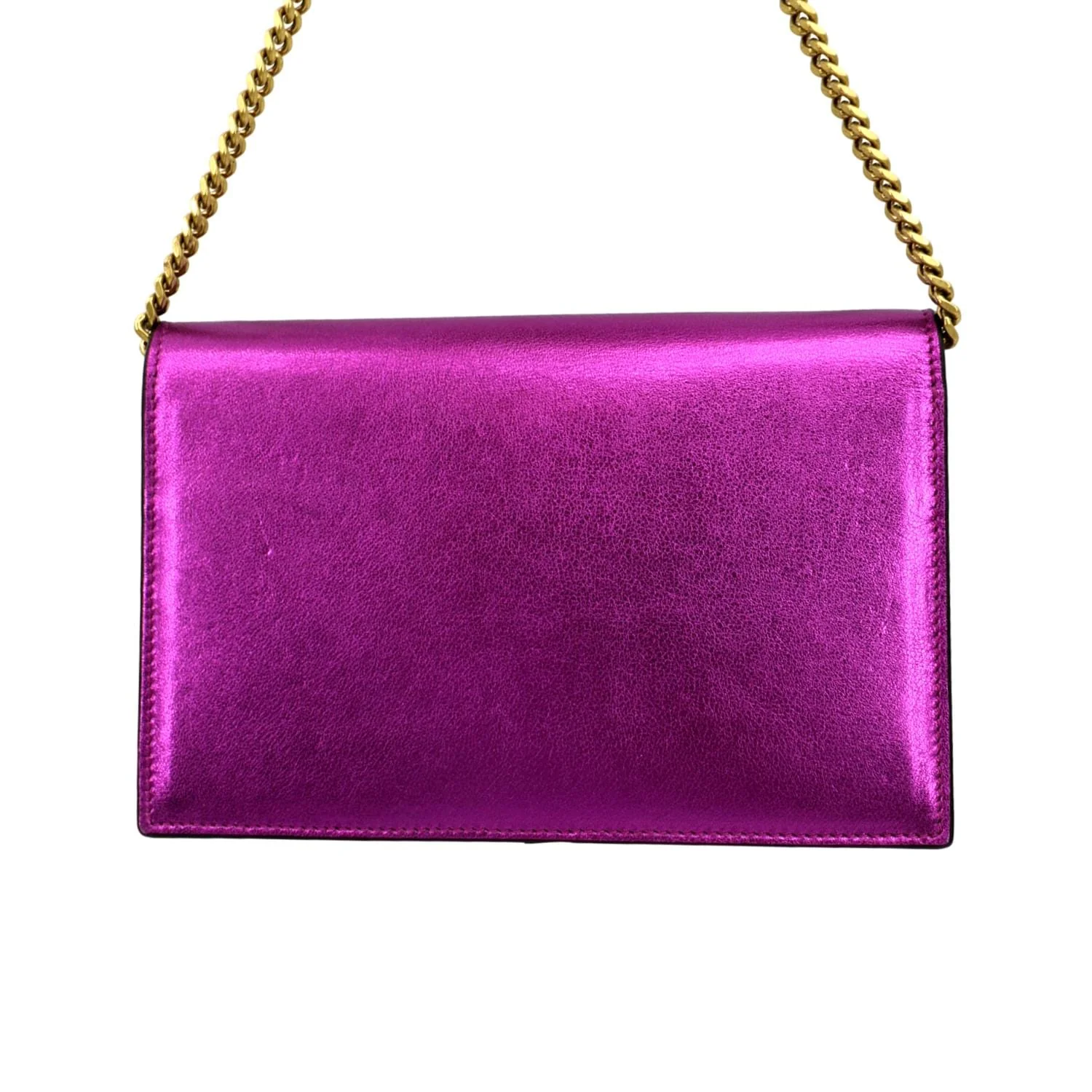 YVES SAINT LAURENT Kate Tassel Leather Wallet on Chain Bag Metallic Purple - Image 4