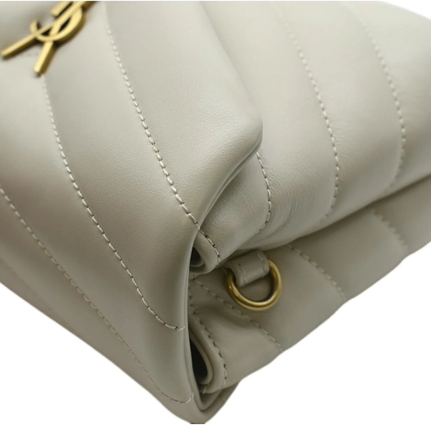YVES SAINT LAURENT Toy Loulou Matelasse Leather Crossbody Bag Ivory - Image 6