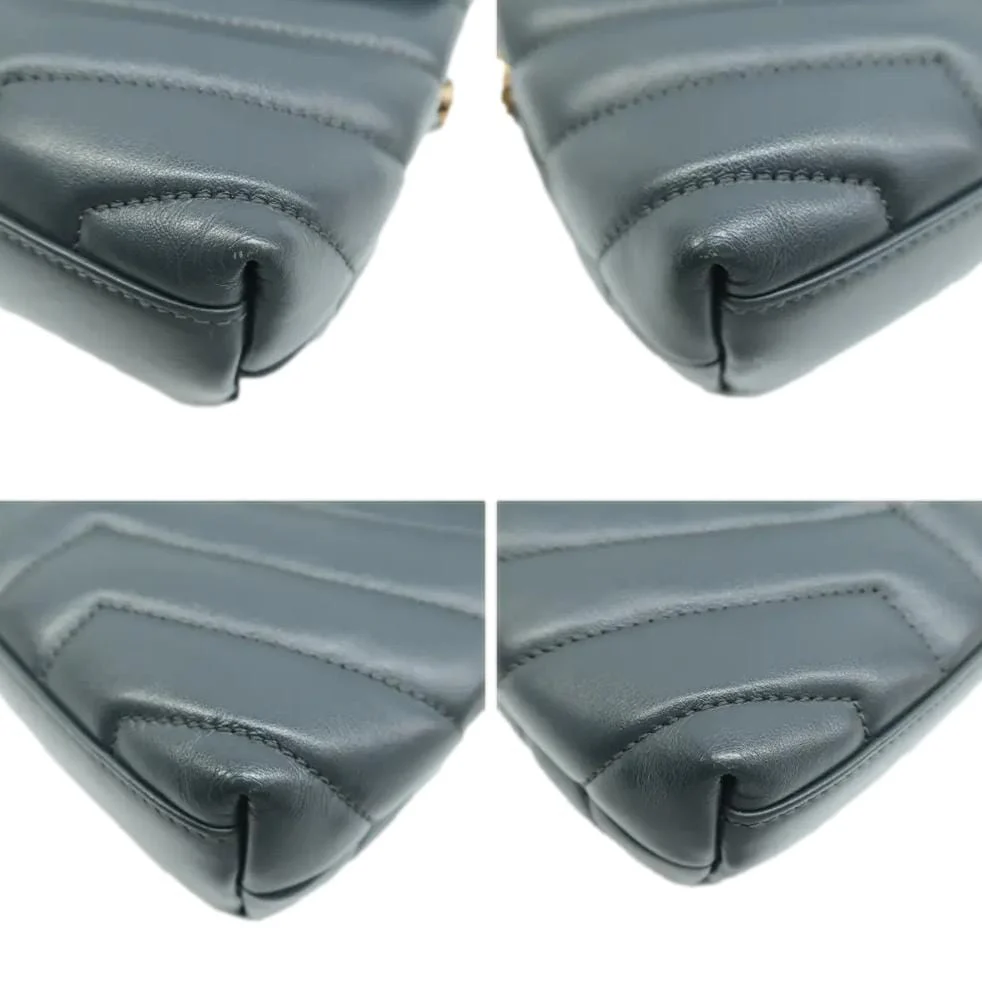 YVES SAINT LAURENT Loulou Toy Leather Crossbody Bag Grey - Image 6