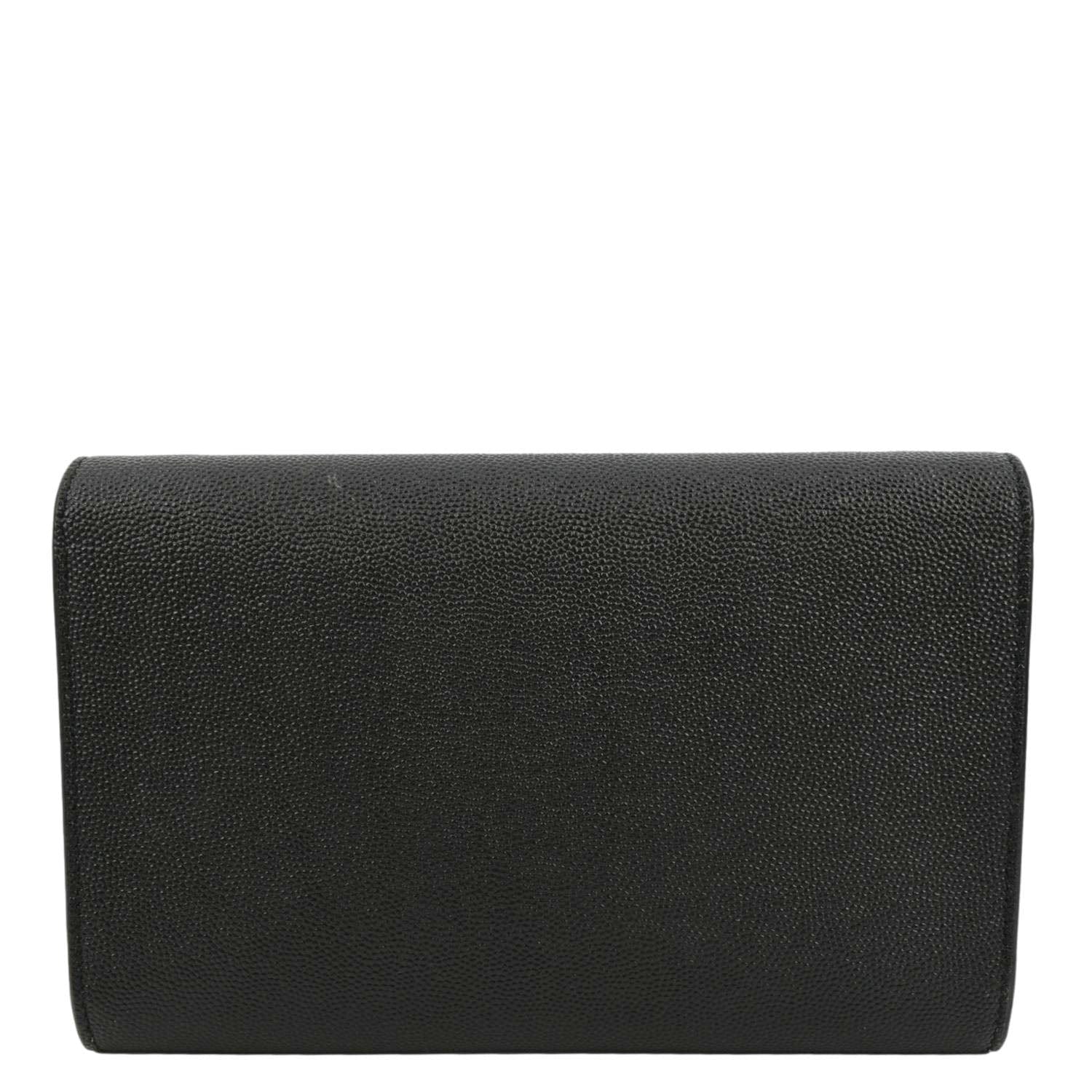 YVES SAINT LAURENT Uptown Gain De Poudre Embossed Leather Crossbody Chain Wallet Black - Image 5