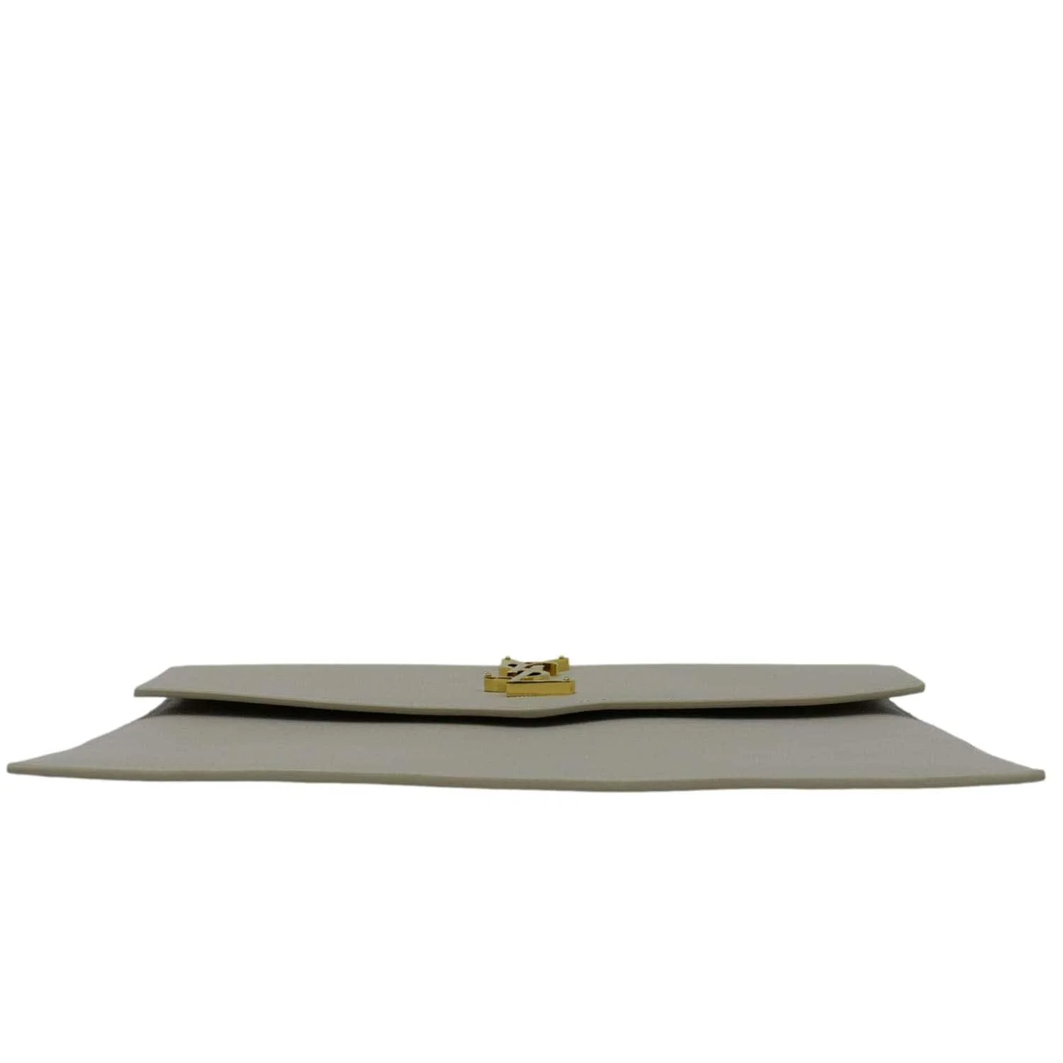 YVES SAINT LAURENT Uptown Envelope Grain De Poudre Leather Clutch Light Grey - Image 10