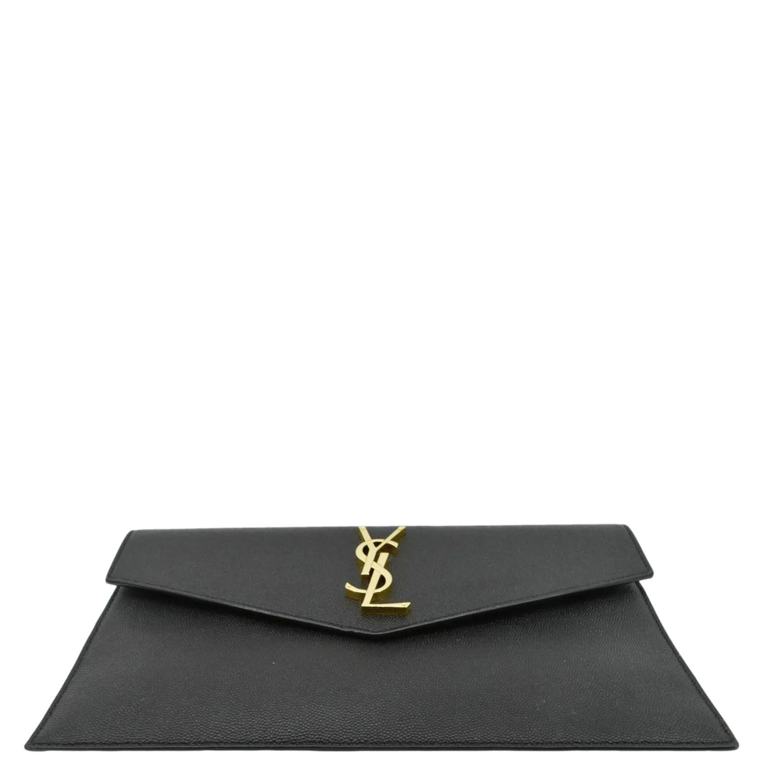 YVES SAINT LAURENT Uptown Envelope Grain De Poudre Leather Clutch Black - Image 9