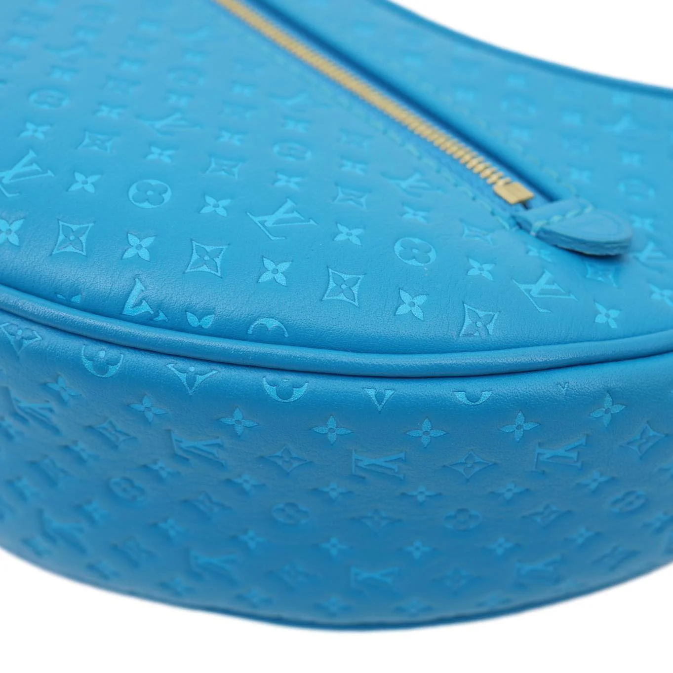 LOUIS VUITTON Loop Nanogram Embossed Leather Shoulder Bag Turquoise Blue - Image 10
