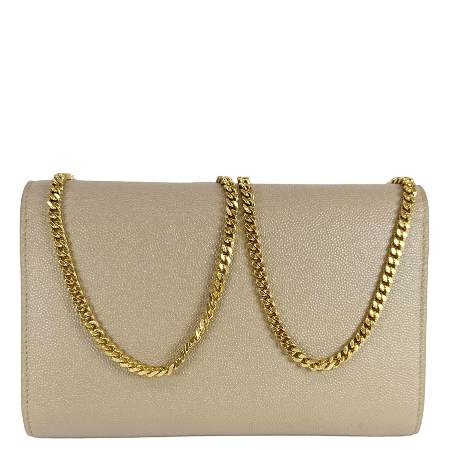 YVES SAINT LAURENT Uptown Grain De Poudre Leather Chain Wallet Cream - Image 4
