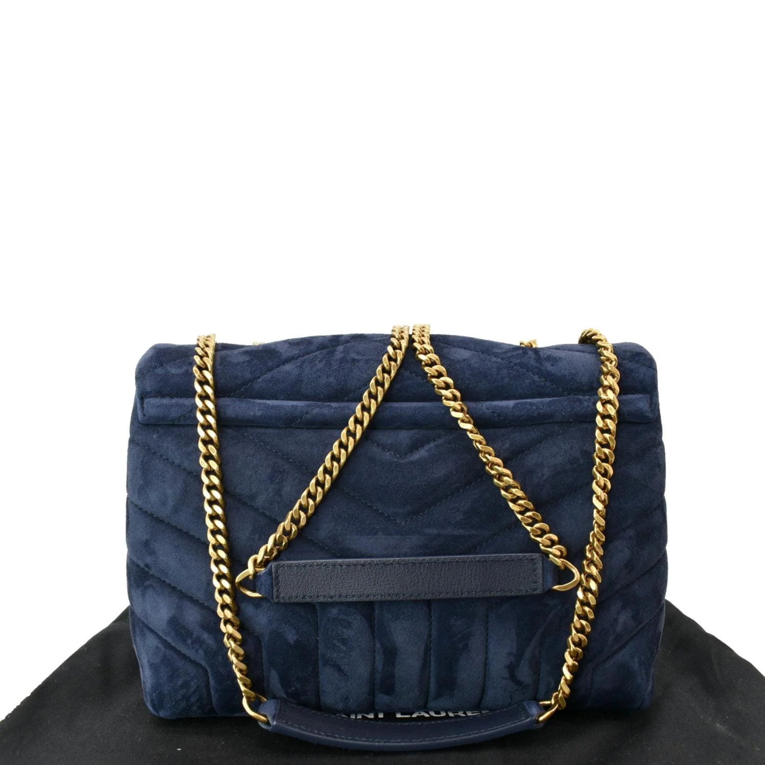 YVES SAINT LAURENT Small Loulou Velvet Shoulder Bag Blue - Image 3