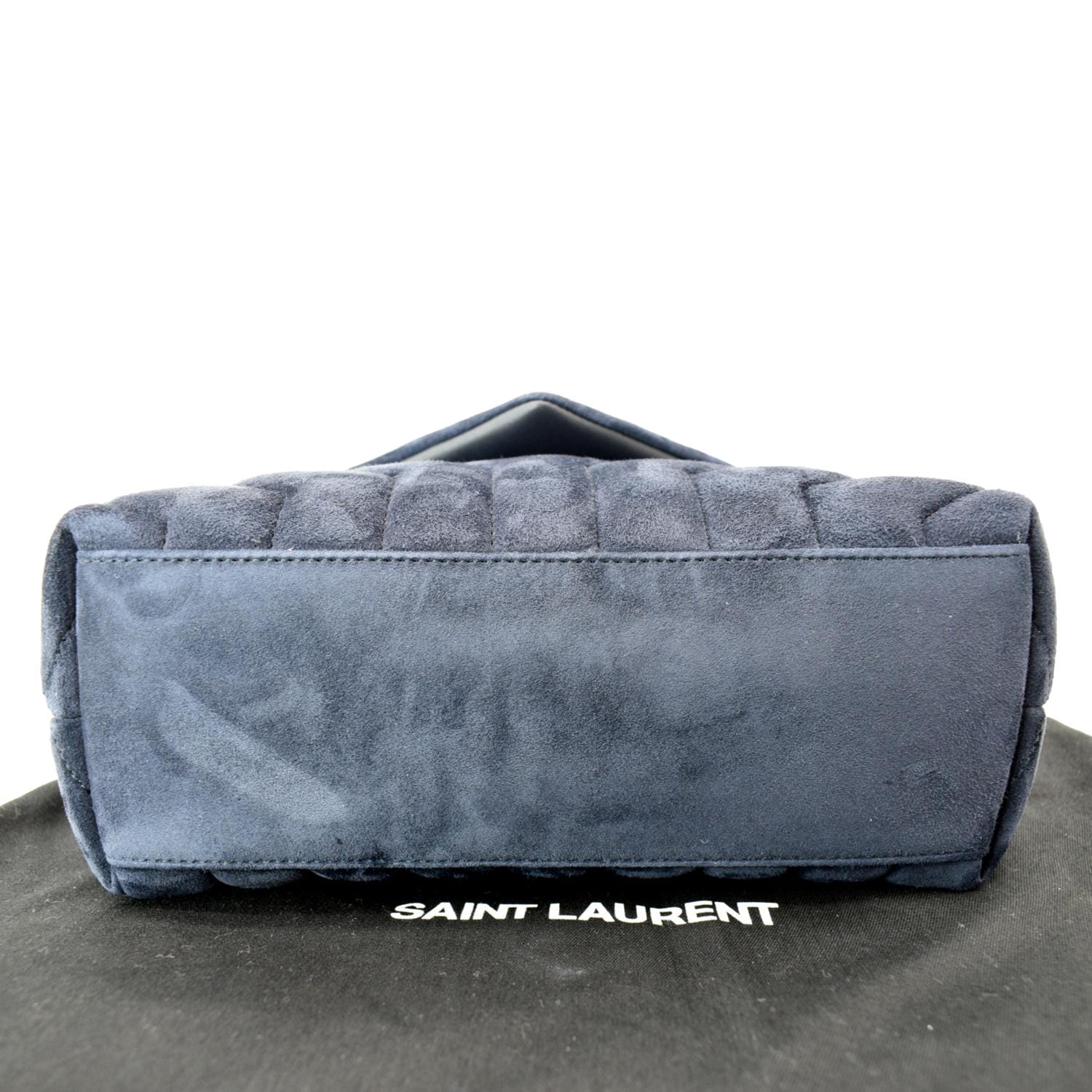 YVES SAINT LAURENT Small Loulou Velvet Shoulder Bag Blue - Image 9