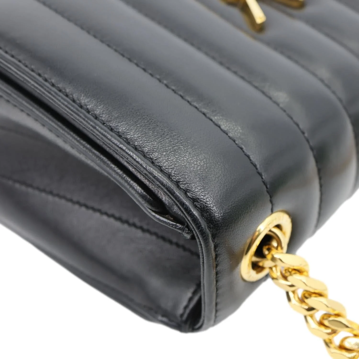 YVES SAINT LAURENT Vicky Medium Vertical Quilted Leather Chain Crossbody Bag Black - Image 6