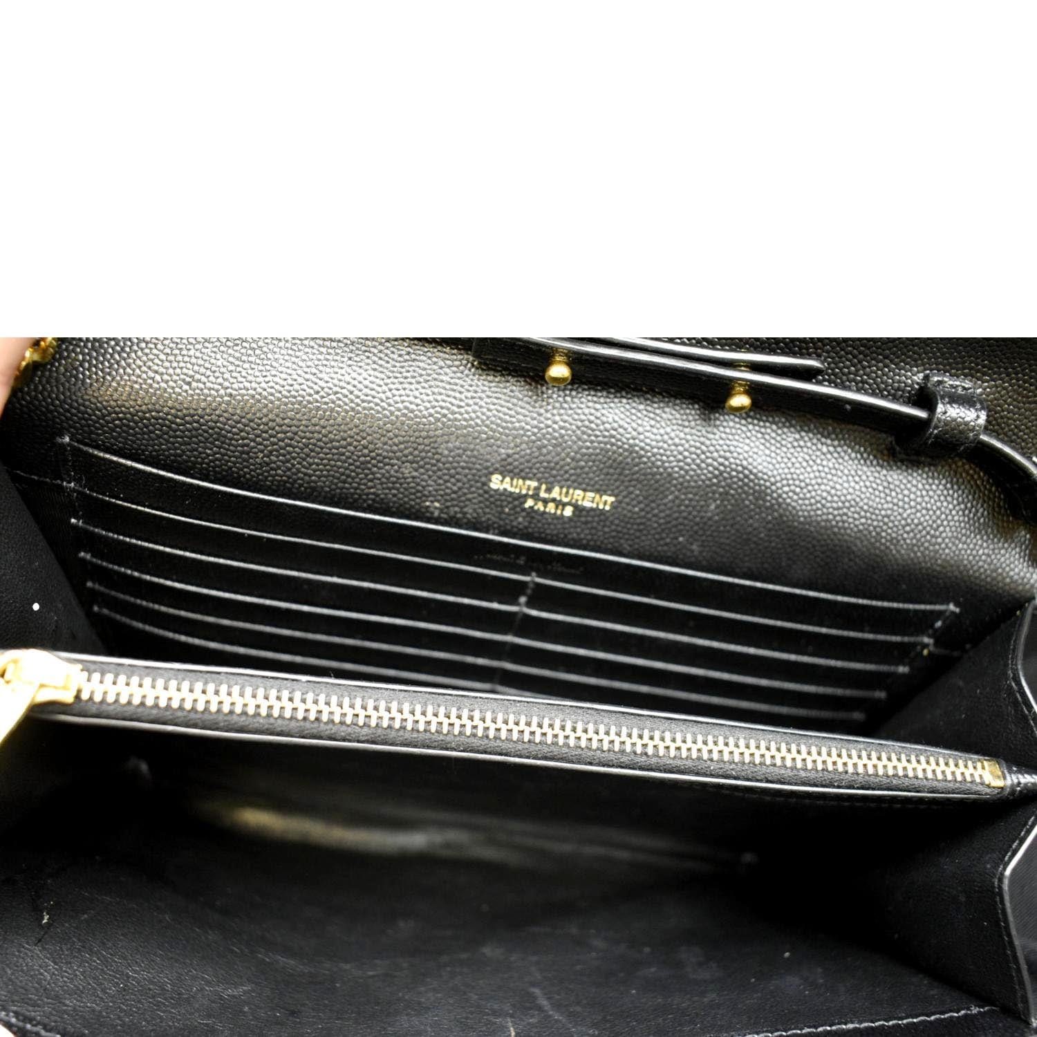 YVES SAINT LAURENT Chevron Grain De Poudre Envelope Chain Bag Black - Image 10
