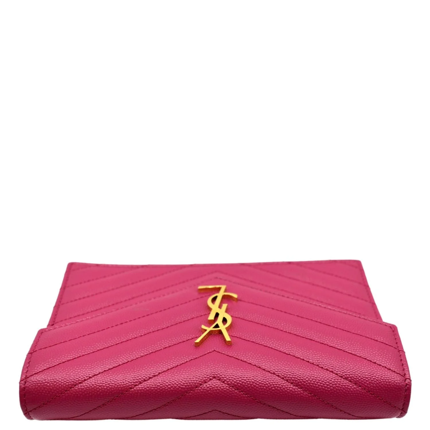 YVES SAINT LAURENT Cassandre Grain De Poudre Embossed Chain Envelope Bag Fuchsia - Image 5