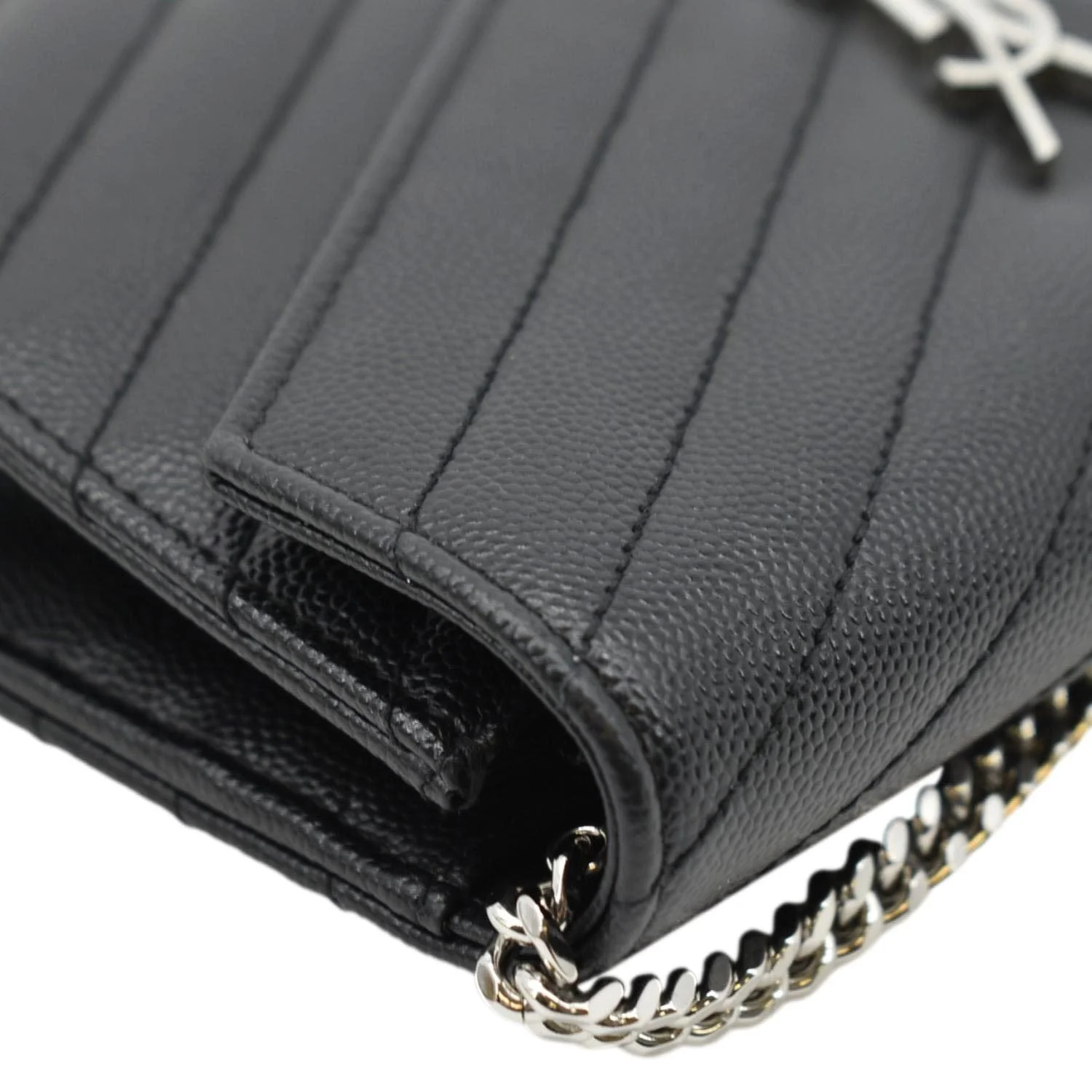 YVES SAINT LAURENT WOC Cassandre Grain De Poudre Chain Crossbody Bag Black - Image 5