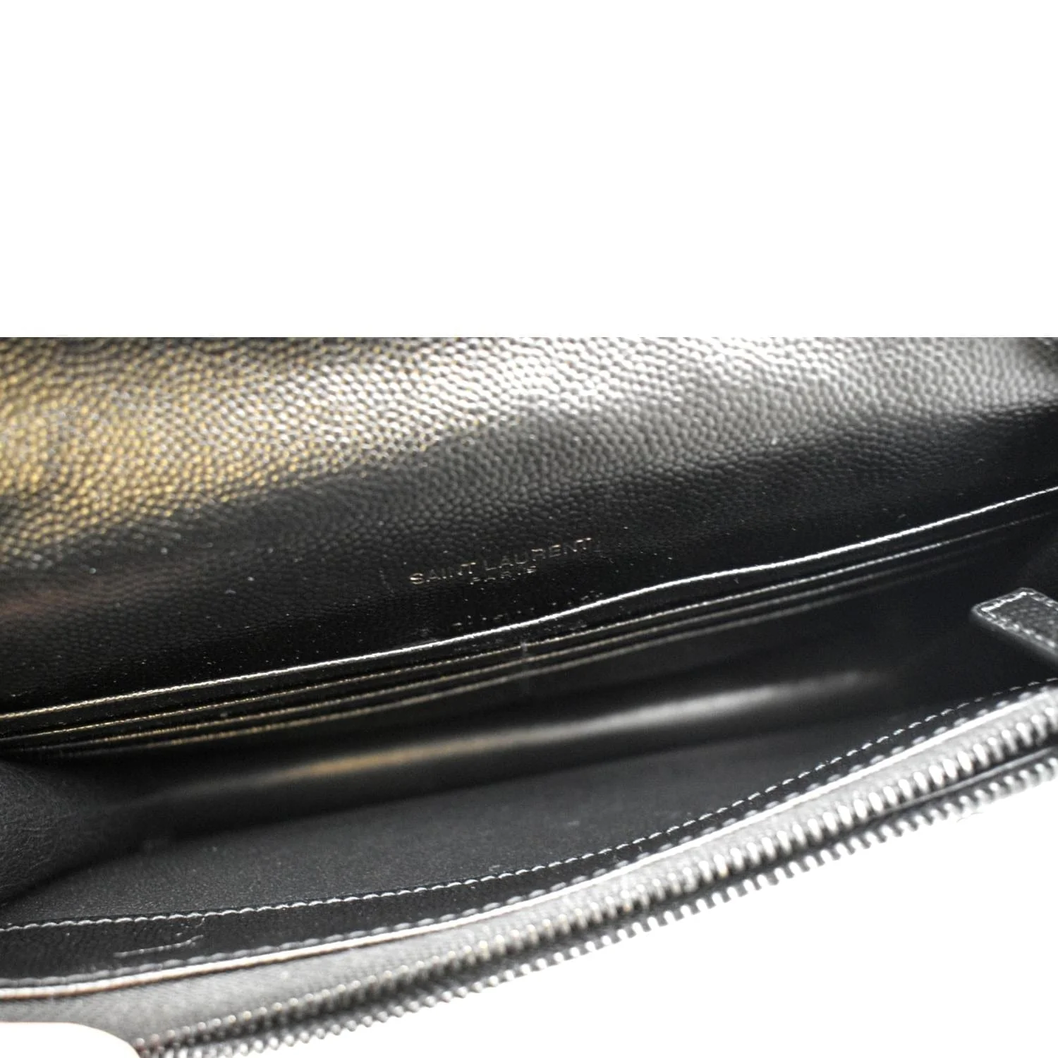 YVES SAINT LAURENT Cassandre Grain De Poudre Embossed Leather Chain Envelope Bag Black - Image 11