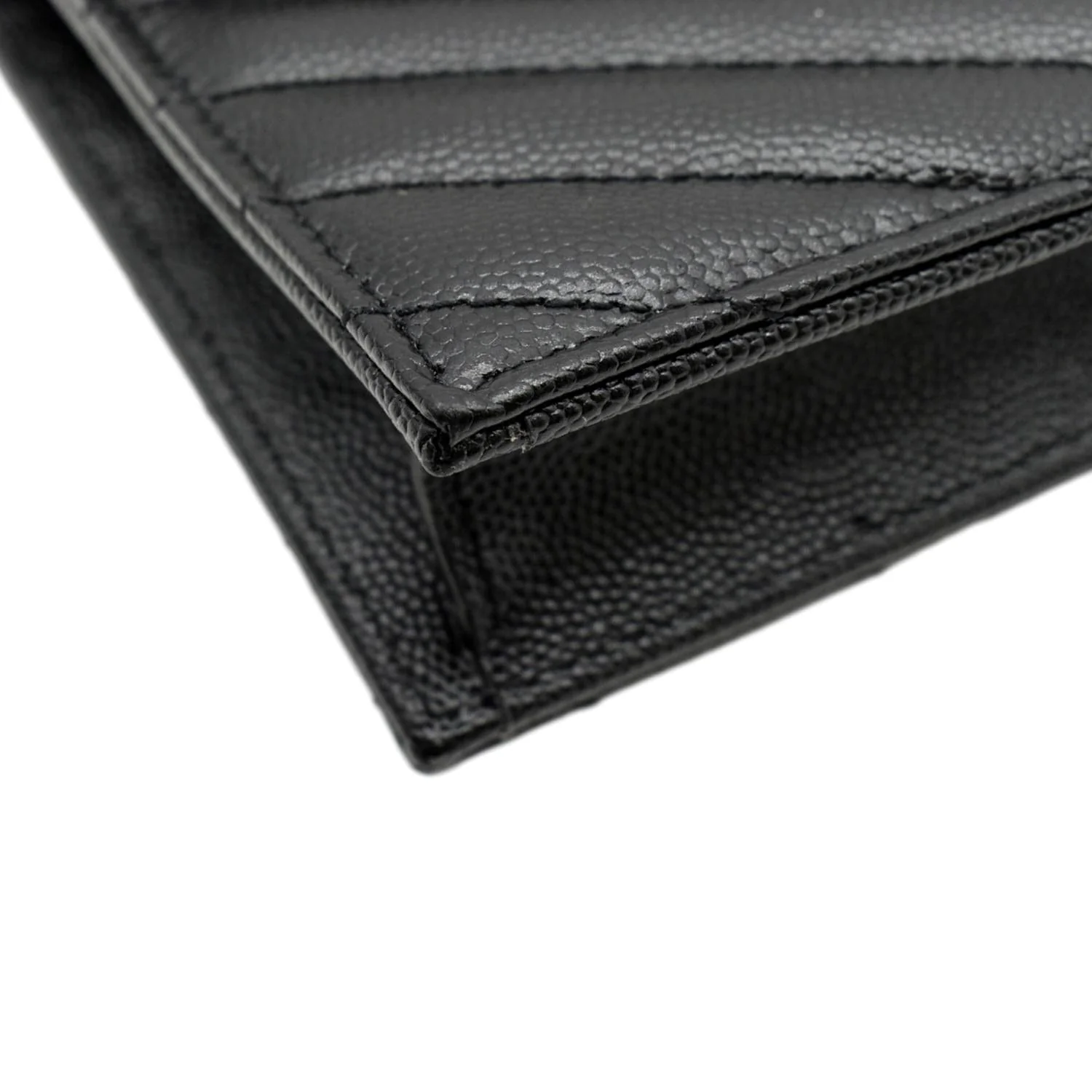 YVES SAINT LAURENT Cassandre Grain De Poudre Embossed Leather Chain Envelope Bag Black - Image 8