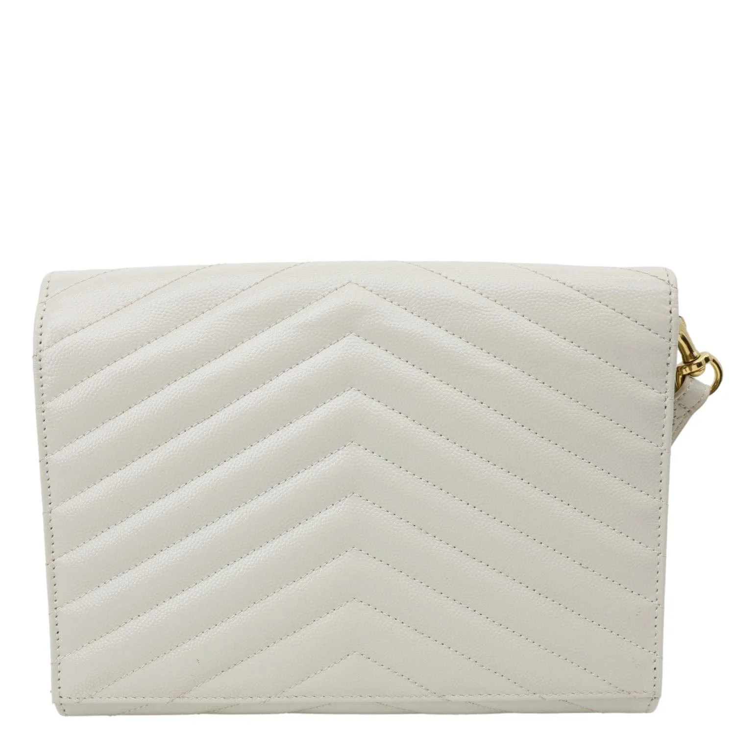 YVES SAINT LAURENT Monogram Leather Wristlet Clutch White - Image 4