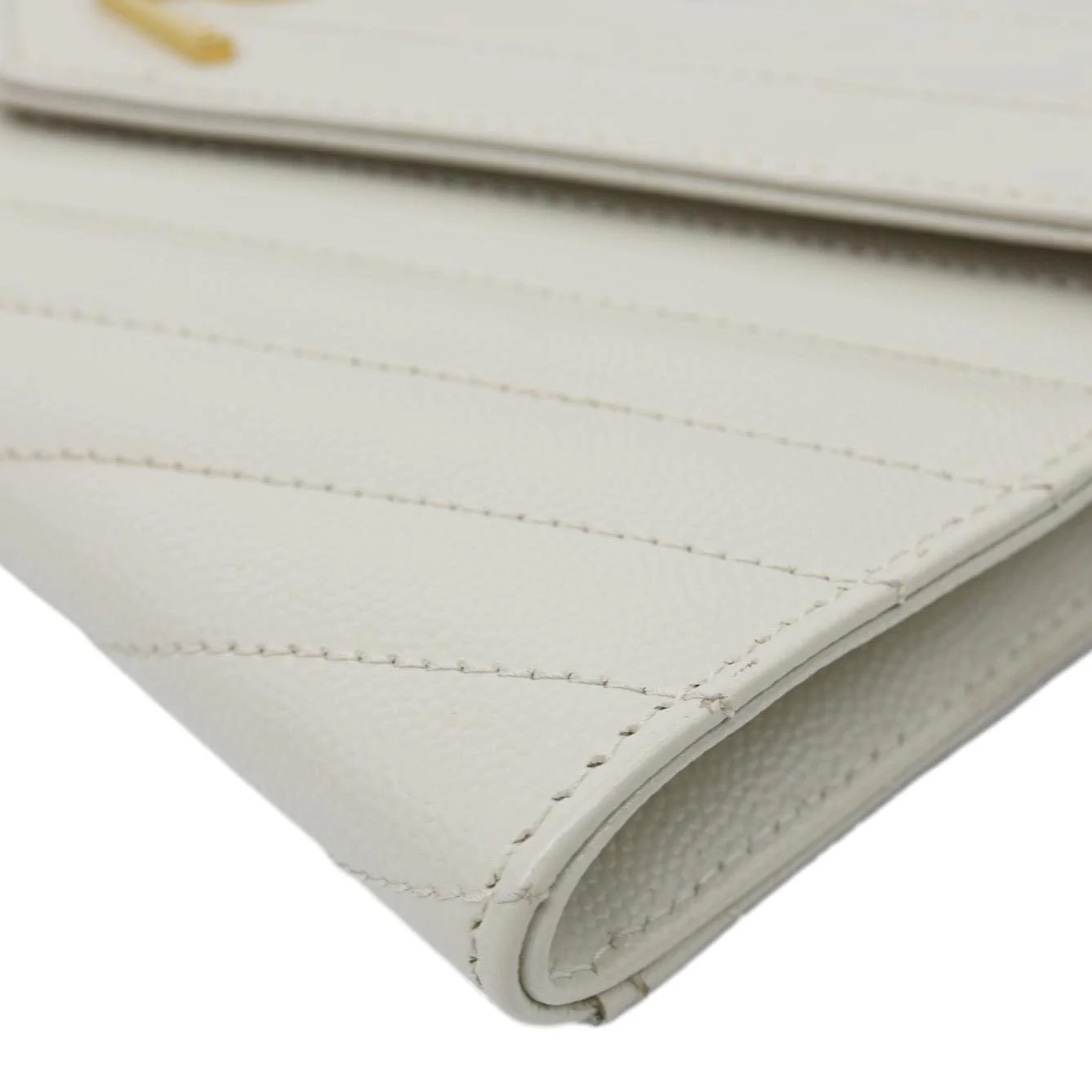 YVES SAINT LAURENT Monogram Leather Wristlet Clutch White - Image 8