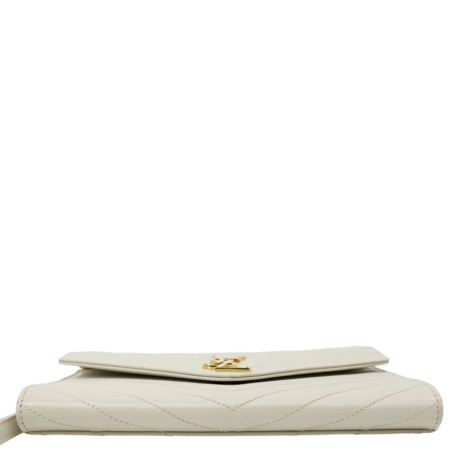YVES SAINT LAURENT Monogram Leather Wristlet Clutch White - Image 9