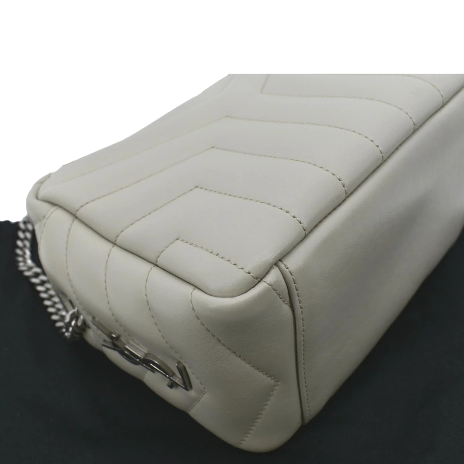 YVES SAINT LAURENT Loulou Y Small Calfskin Leather Crossbody Bag White - Image 10