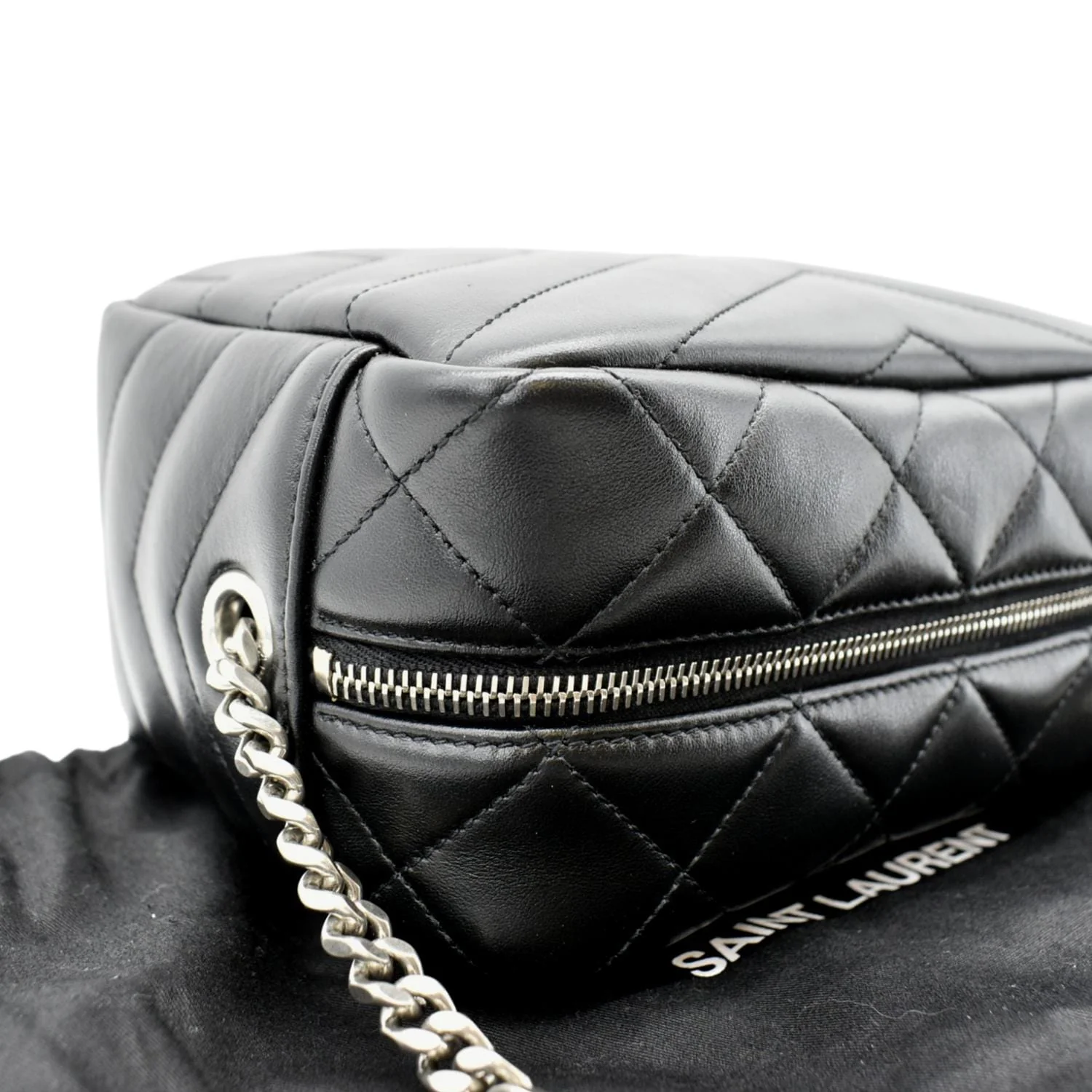 YVES SAINT LAURENT LouLou Bowling Small Quilted Monogram Crossbody Bag Black - Image 6