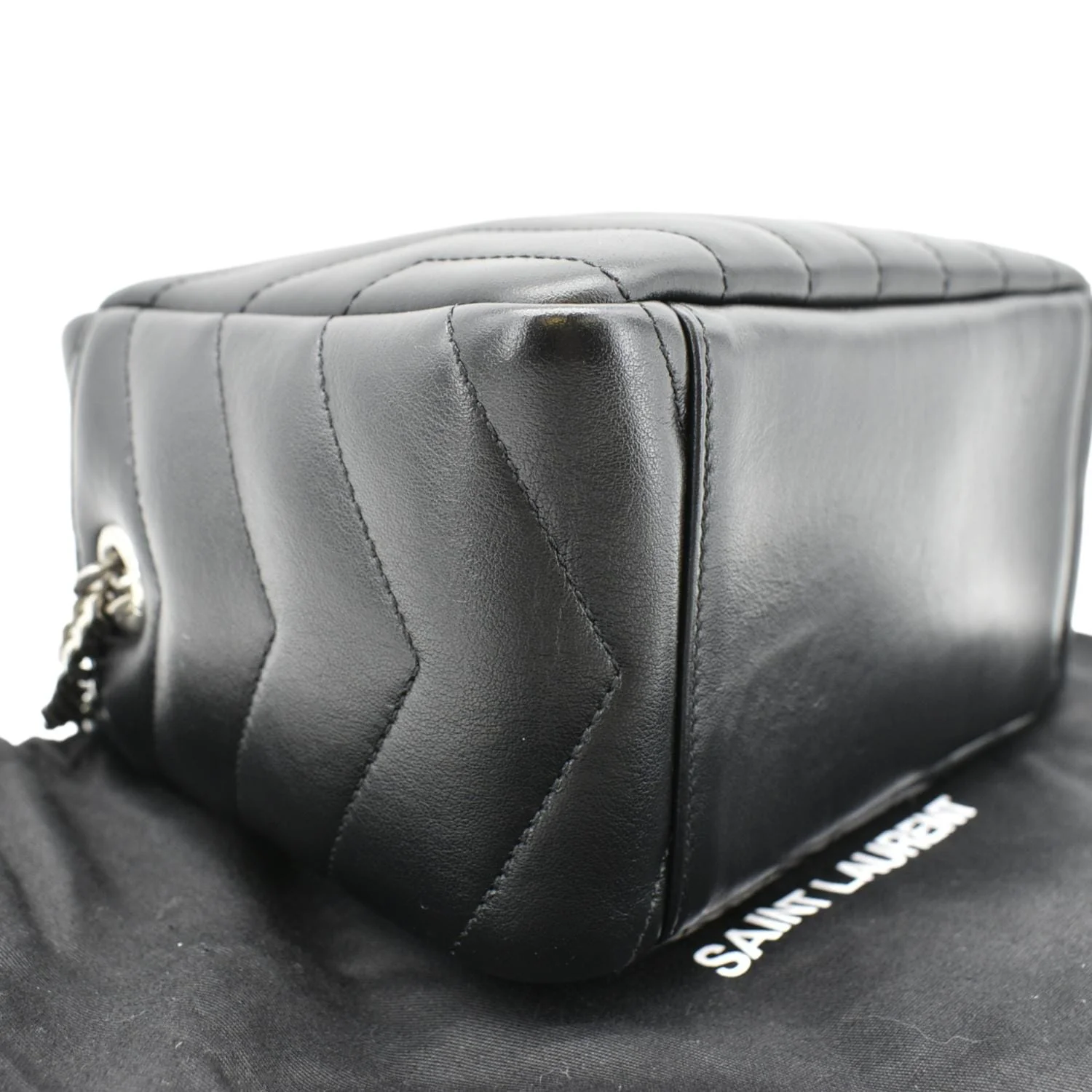 YVES SAINT LAURENT LouLou Bowling Small Quilted Monogram Crossbody Bag Black - Image 8