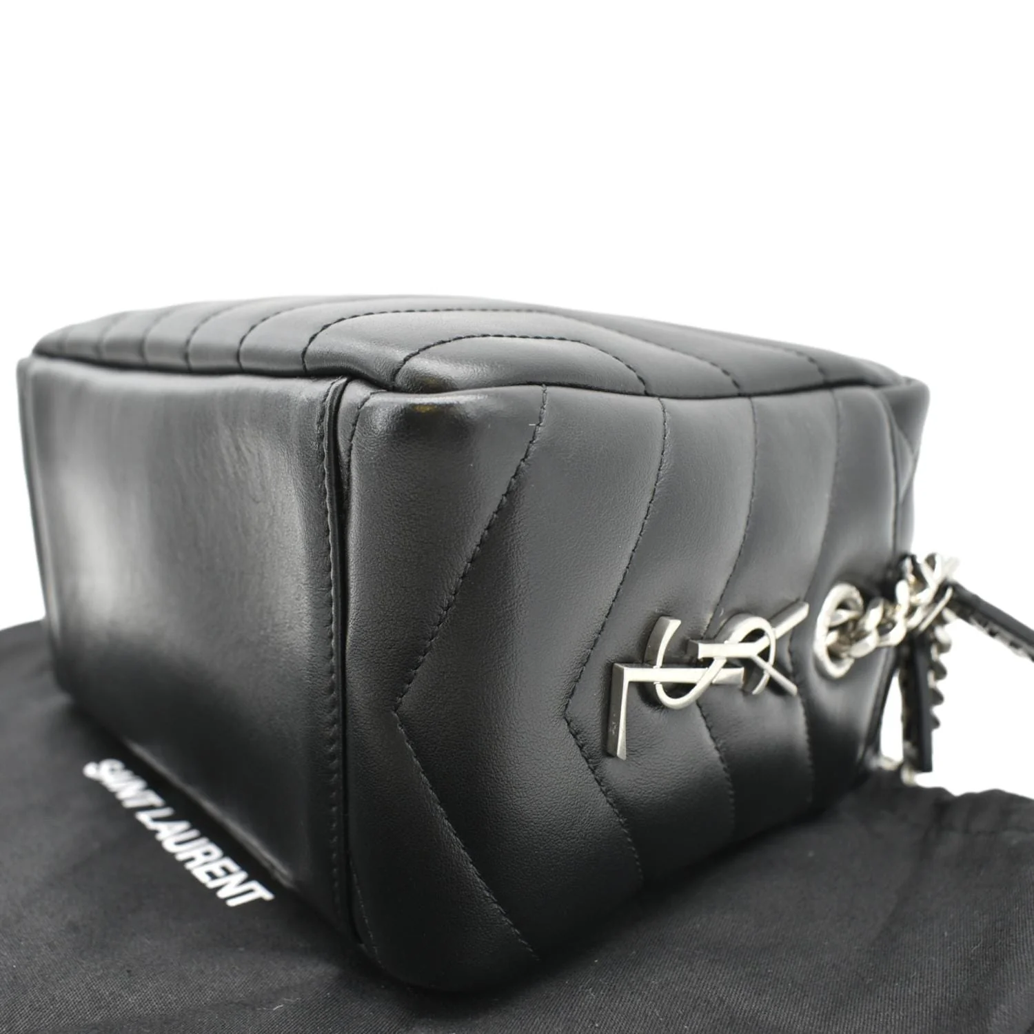 YVES SAINT LAURENT LouLou Bowling Small Quilted Monogram Crossbody Bag Black - Image 9