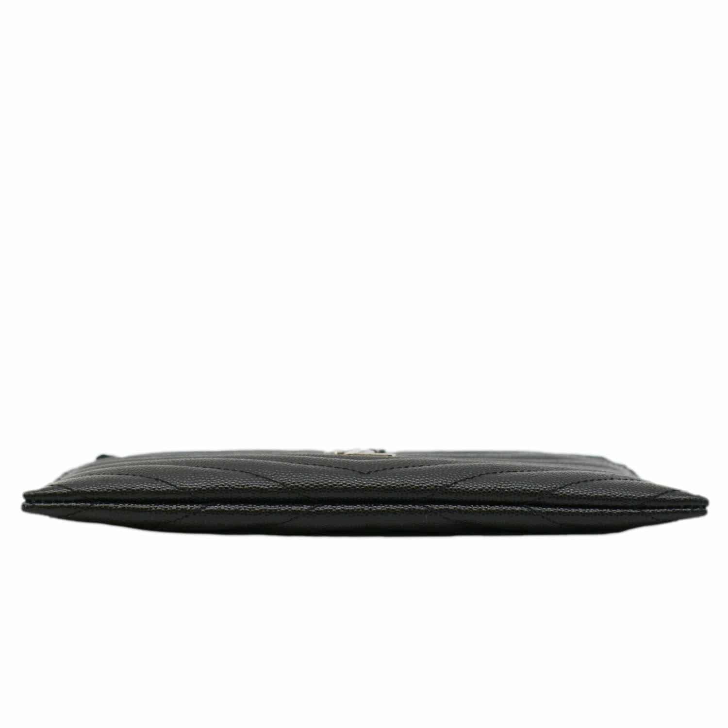 YVES SAINT LAURENT Monogram Bill Grain De Poudre Chevron Leather Zip Pouch Black - Image 9