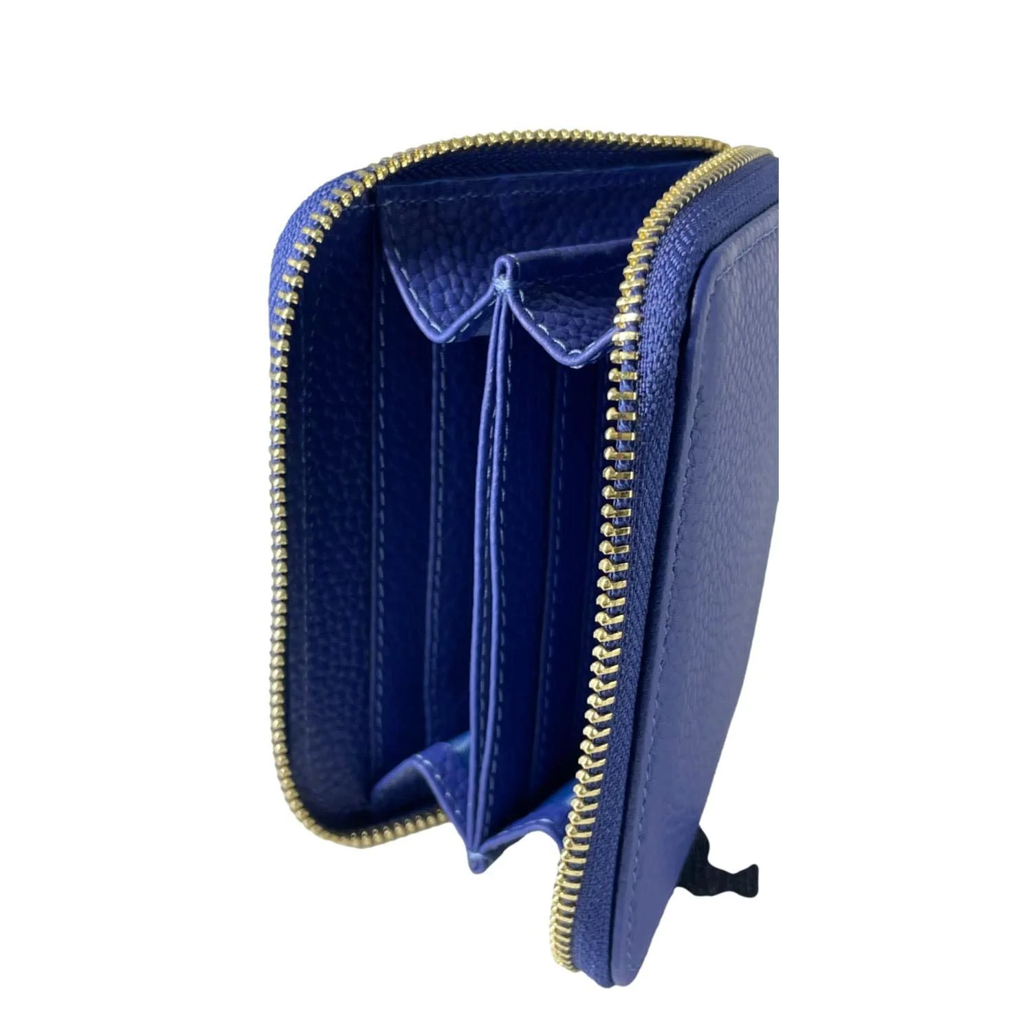 Dallas Designer Handbags Zipyy Grain Leather Ladies Wallet Blue - Image 3